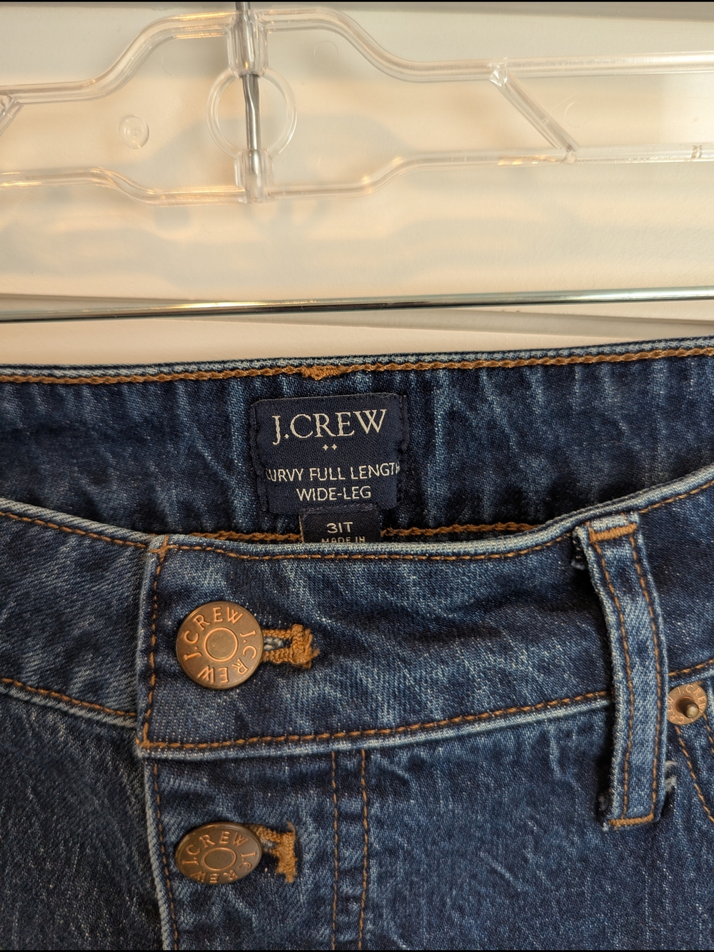 J. Crew Curvy Full Length Wide Leg Jean Button Fly Dark Wash Size 31 Tall - Picture 4 of 16
